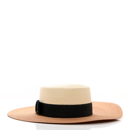 Gucci Straw Effect Fabric Wide Brim Hat With Bow XS White Black 3 of 9