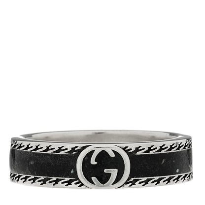 Gucci Sterling Silver Enamel Interlocking G Band Ring 65 11 Black 1 of 6