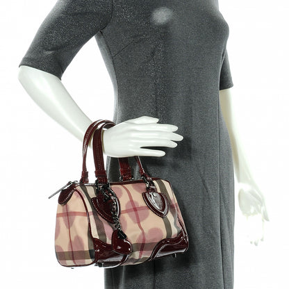 Burberry Nova Check Heart Small Chester Bowling Bag Berry Red 2 of 10