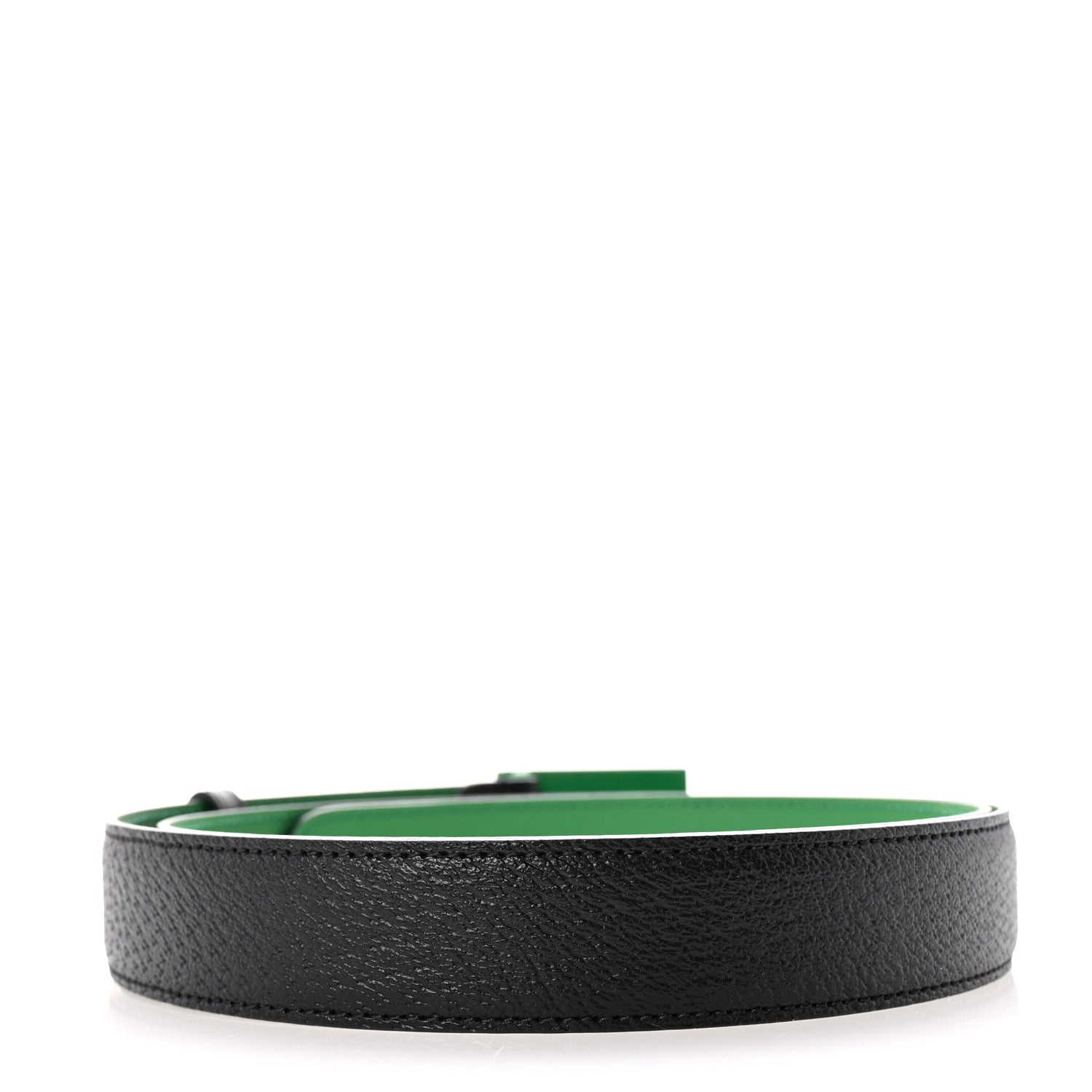 Gucci Textured Dollar Calfskin Square G 30mm Belt 100 40 Black Green 2 of 5