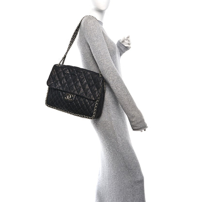Chanel Washed Lambskin Quilted Maxi Chain Around Flap Black 2 of 10