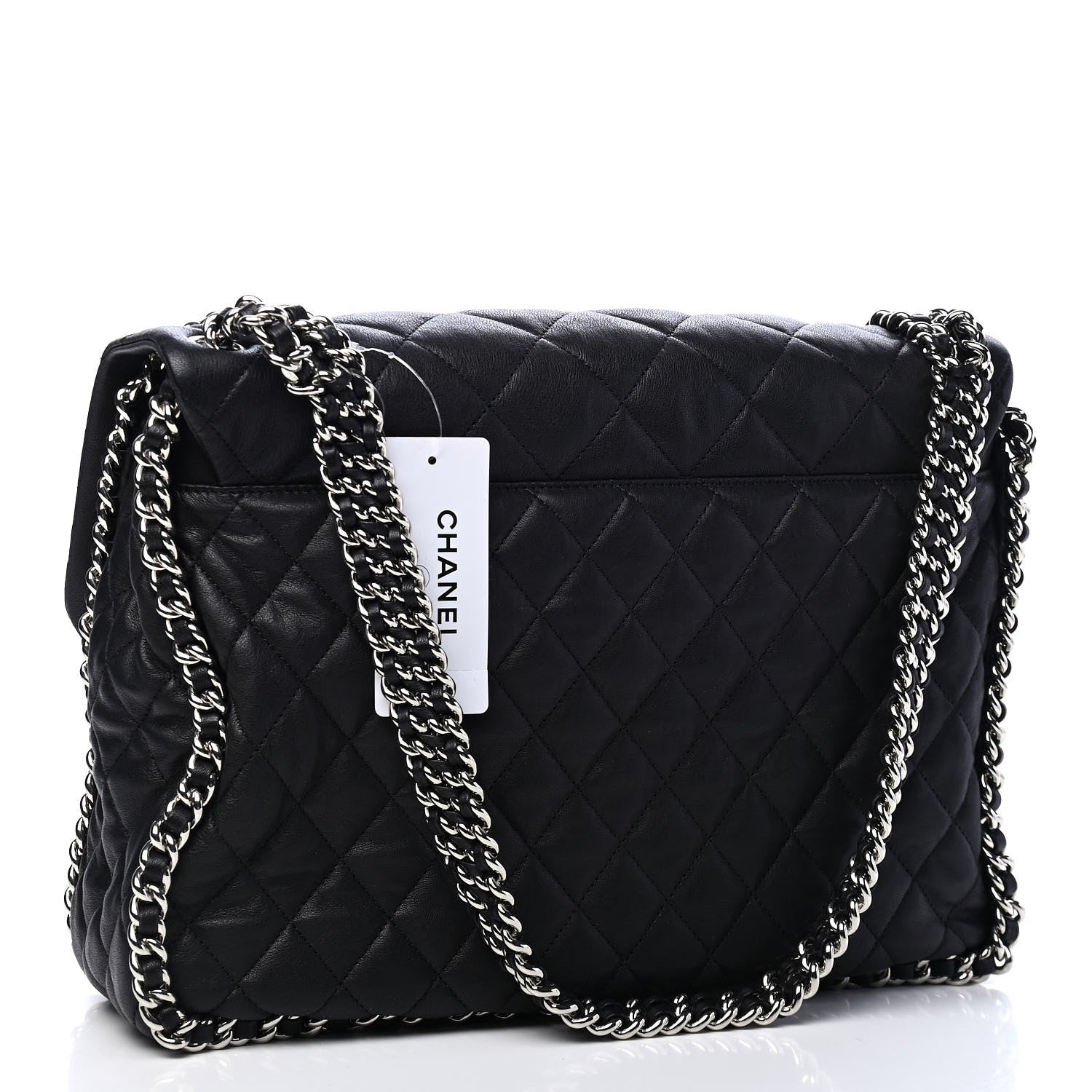 Chanel Washed Lambskin Quilted Maxi Chain Around Flap Black 2 of 8