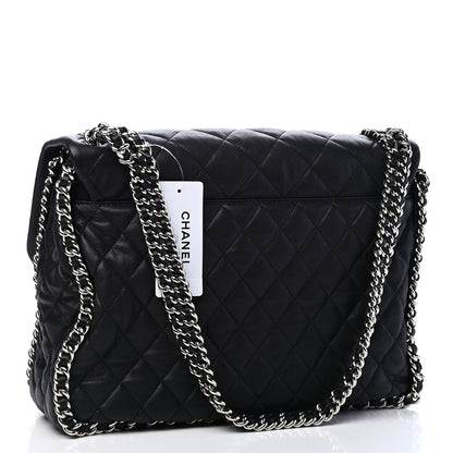 Chanel Washed Lambskin Quilted Maxi Chain Around Flap Black 2 of 8