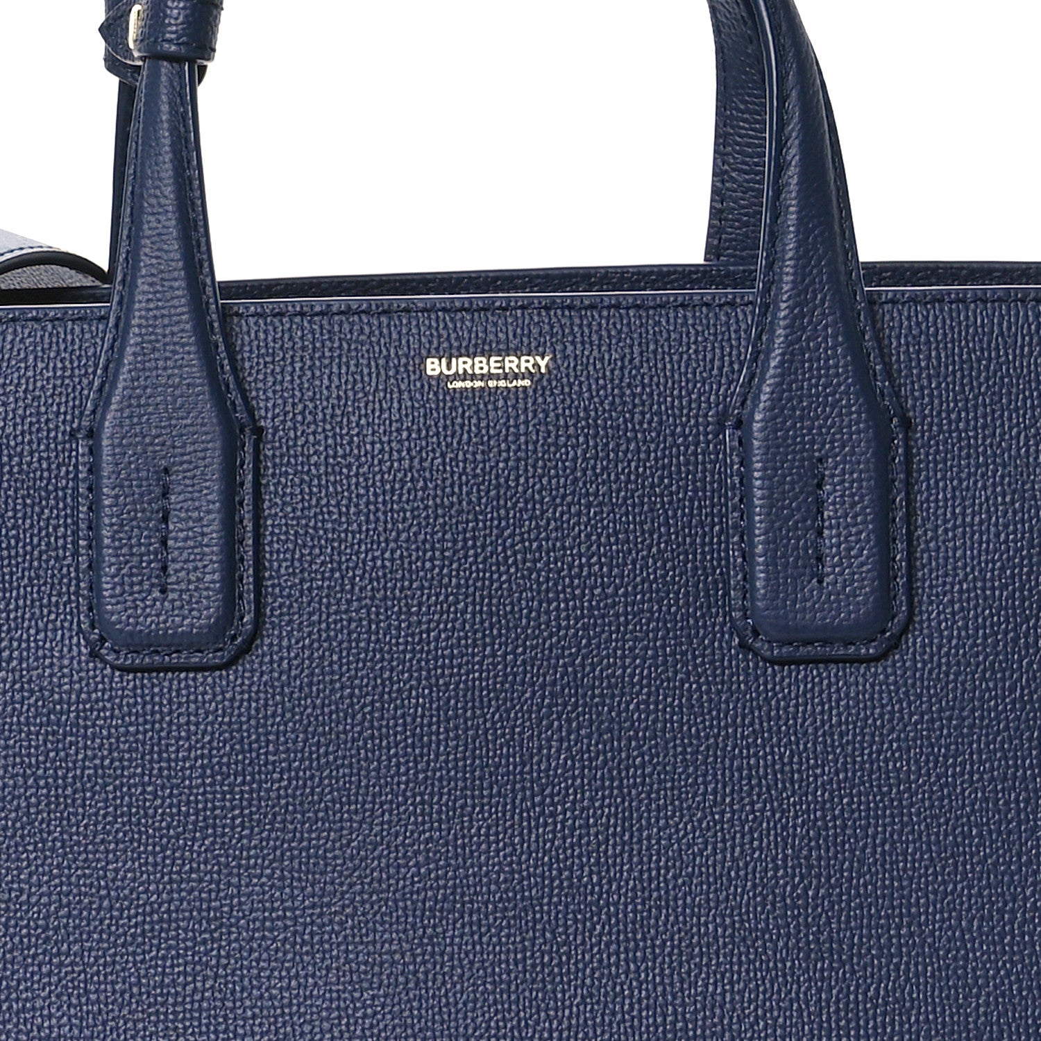 Burberry Derby Calfskin Vintage Check Medium Banner Tote Regency Blue 9 of 12