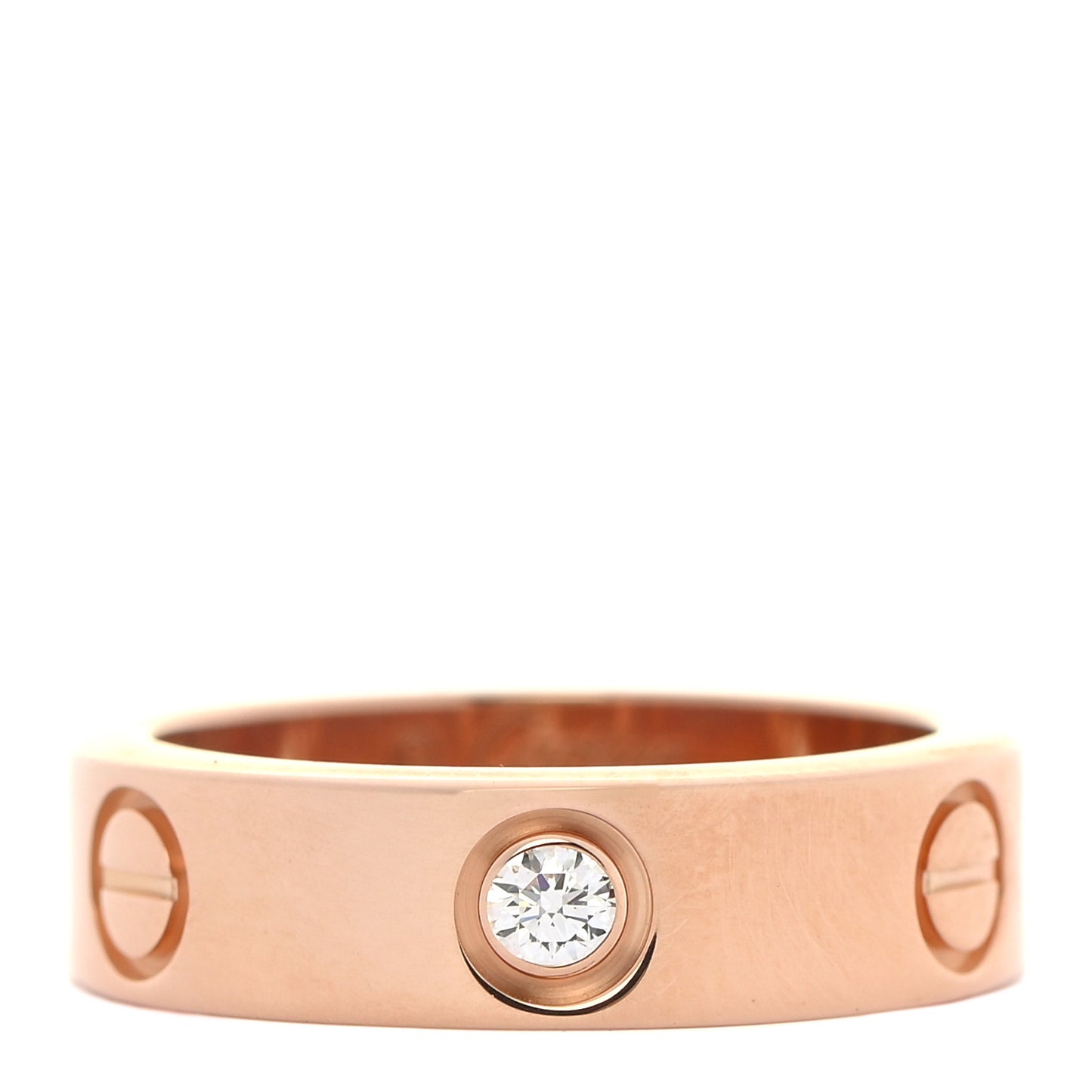 18K Pink Gold 3 Diamond 5.5mm LOVE Ring 53 6.5