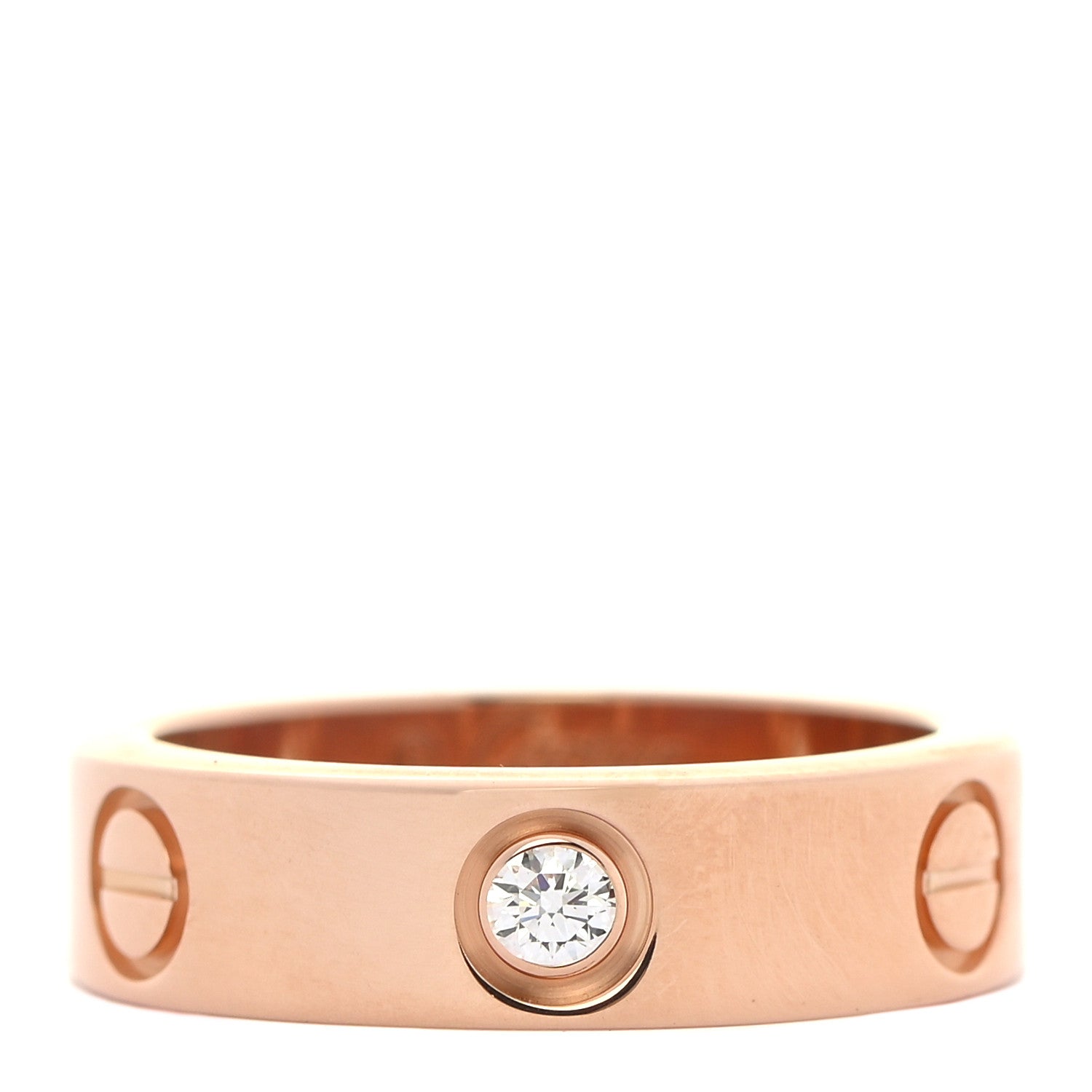Cartier 18K Pink Gold 3 Diamond 5.5mm LOVE Ring 53 6.5 1 of 5