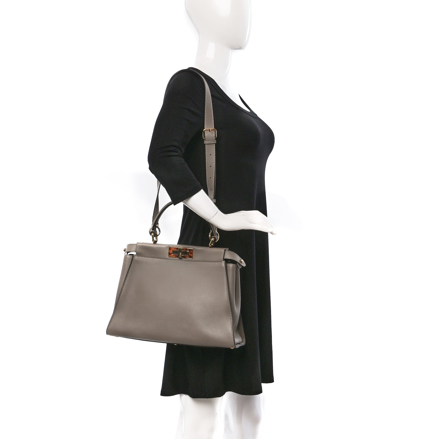 Fendi Vitello Seta Plexiglass Tortoise Medium Peekaboo Iconic Satchel Tortora 2 of 9