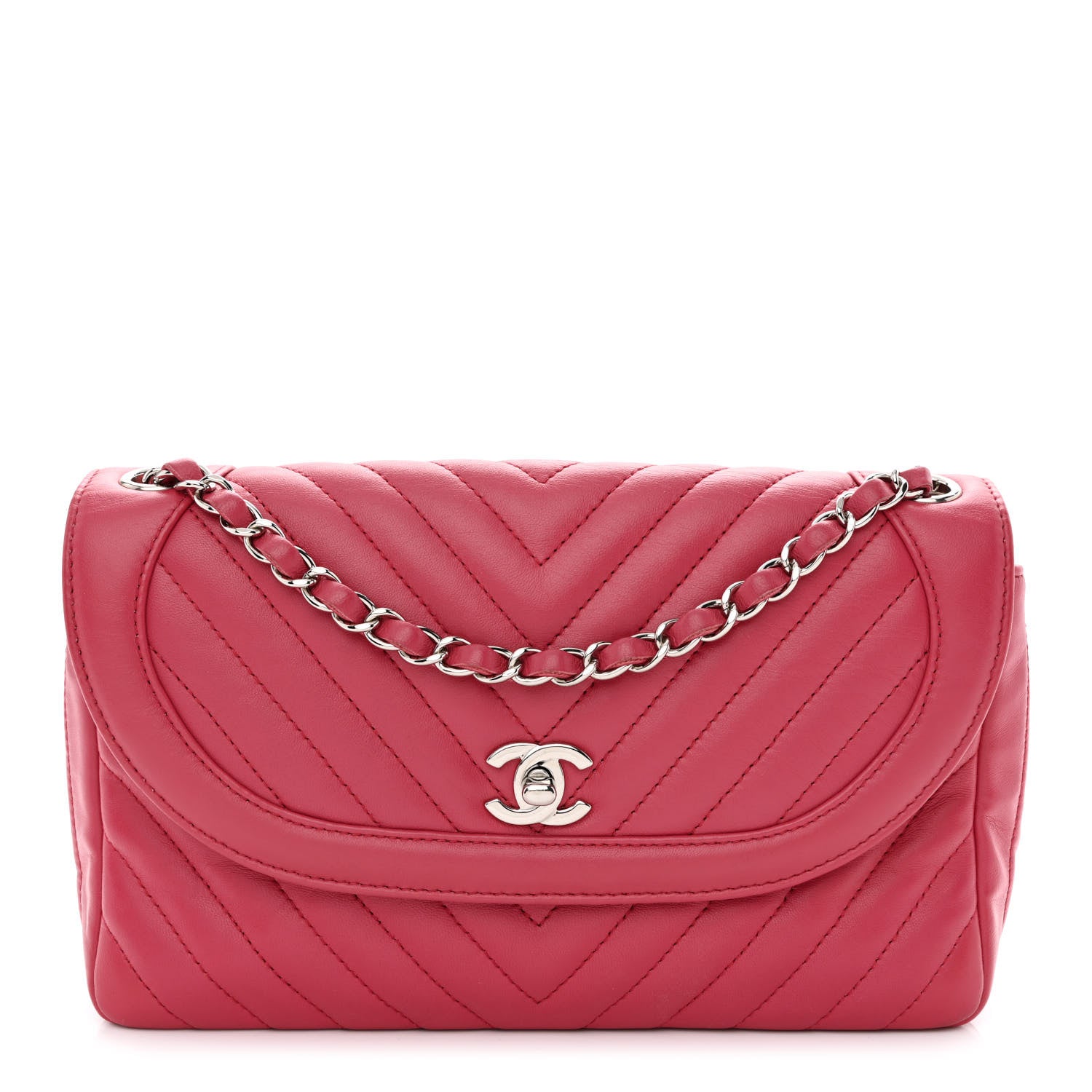 Chanel Lambskin Chevron Medium Single Flap Fuchsia 1 of 10