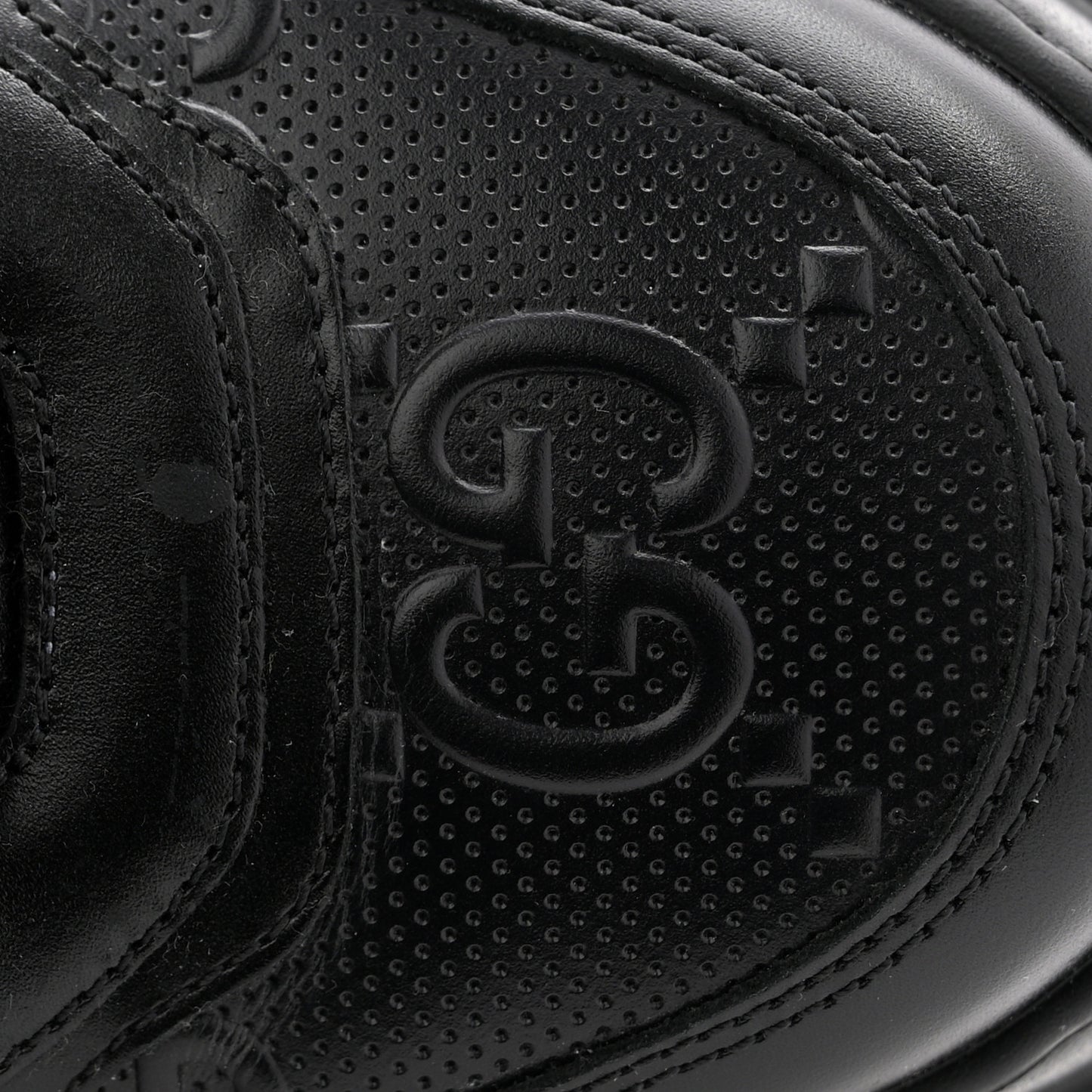 Calfskin GG Tennis Embossed Perforated Mens Interlocking G 55mm Sneakers 9 Black