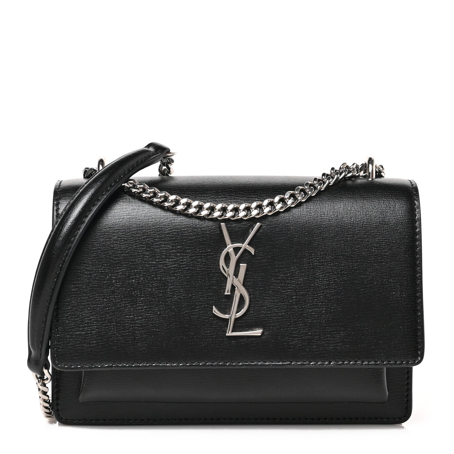 Saint Laurent Calfskin Monogram Sunset Chain Wallet Black 1 of 8