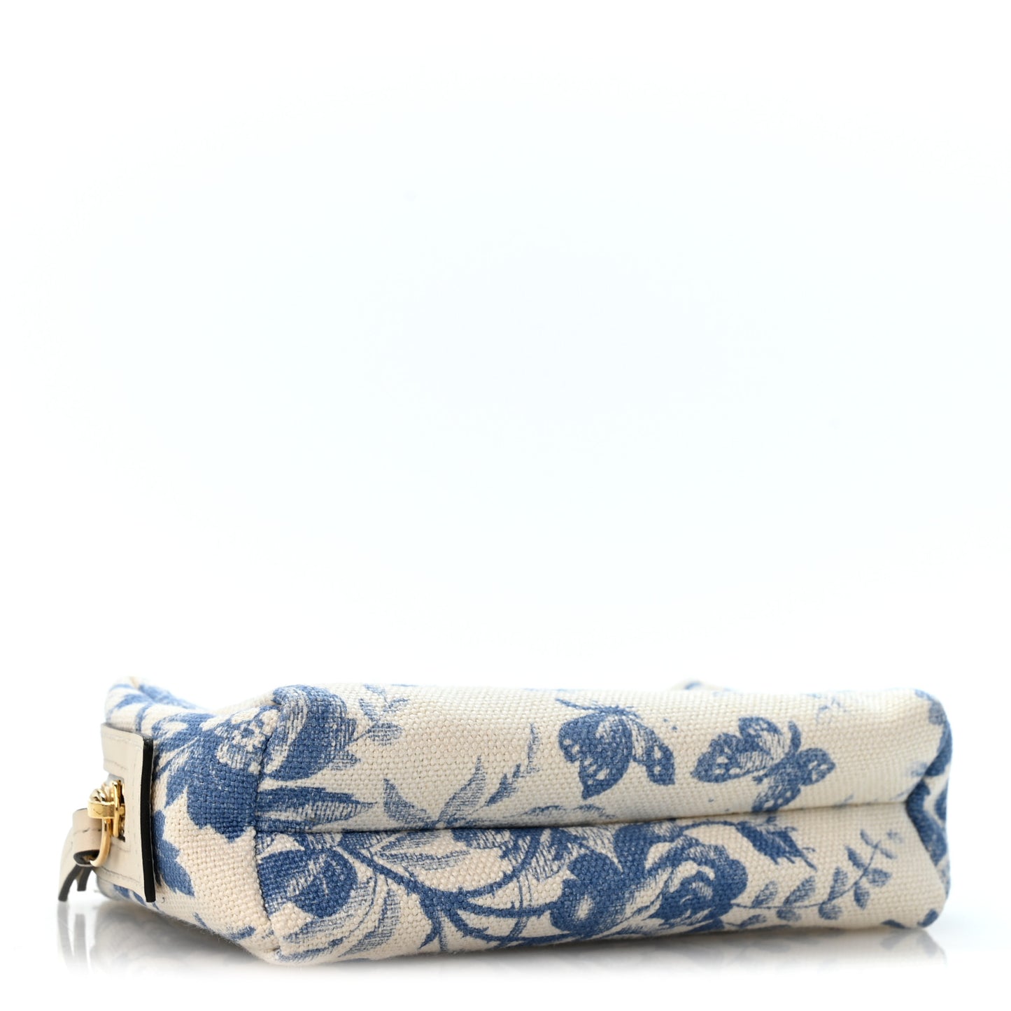 Canvas Herbarium Print Ribbon Cosmetic Case Blue