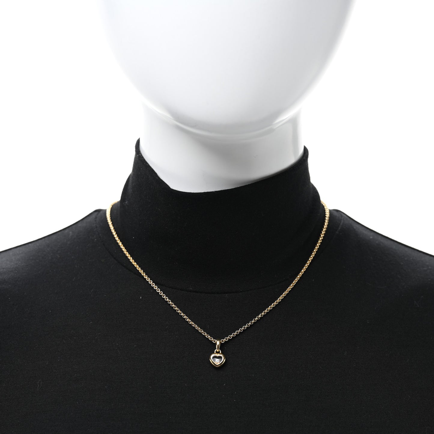 18K Yellow Gold Diamond Happy Diamonds Icons Floating Heart Pendant Necklace