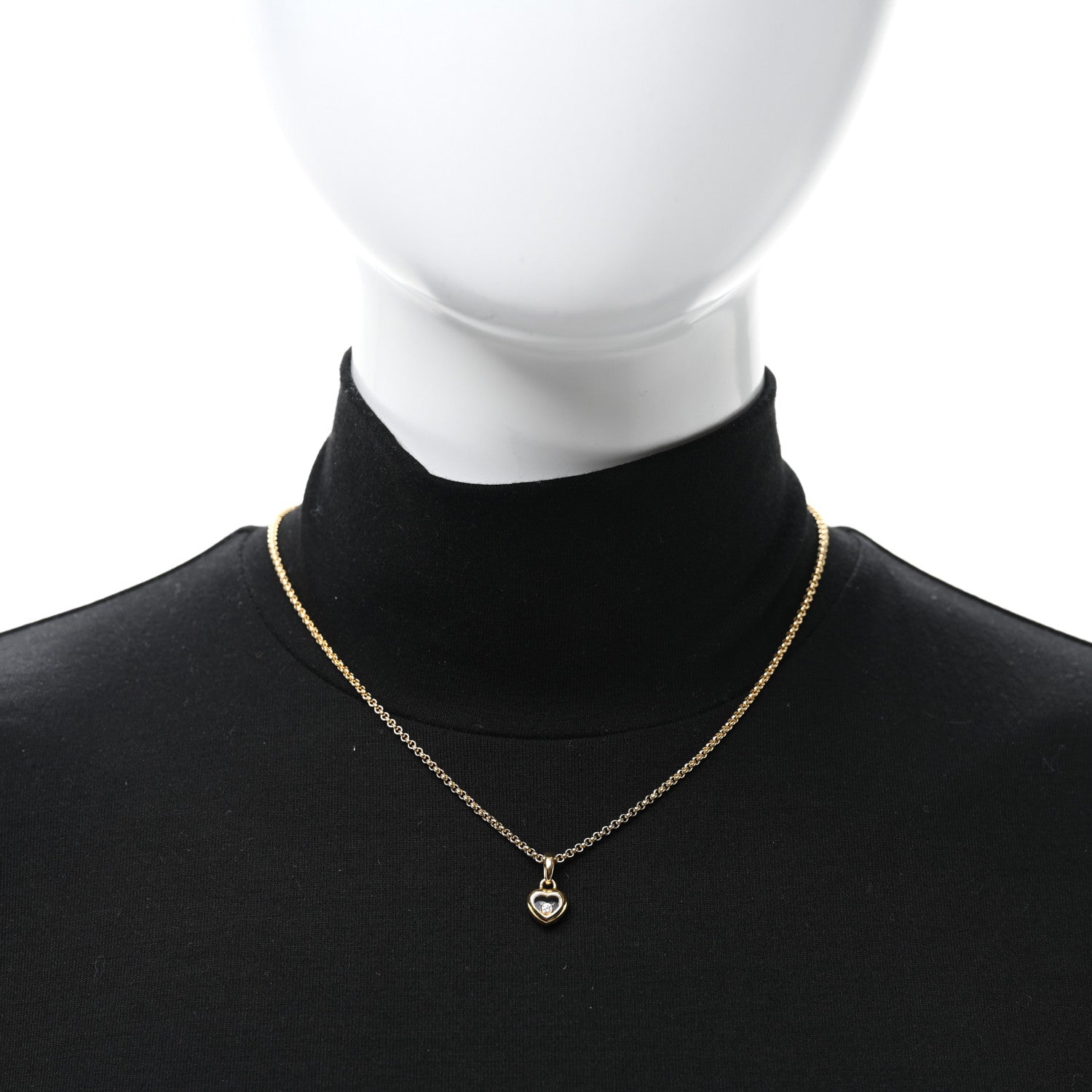 Chopard 18K Yellow Gold Diamond Happy Diamonds Icons Floating Heart Pendant Necklace 3 of 4