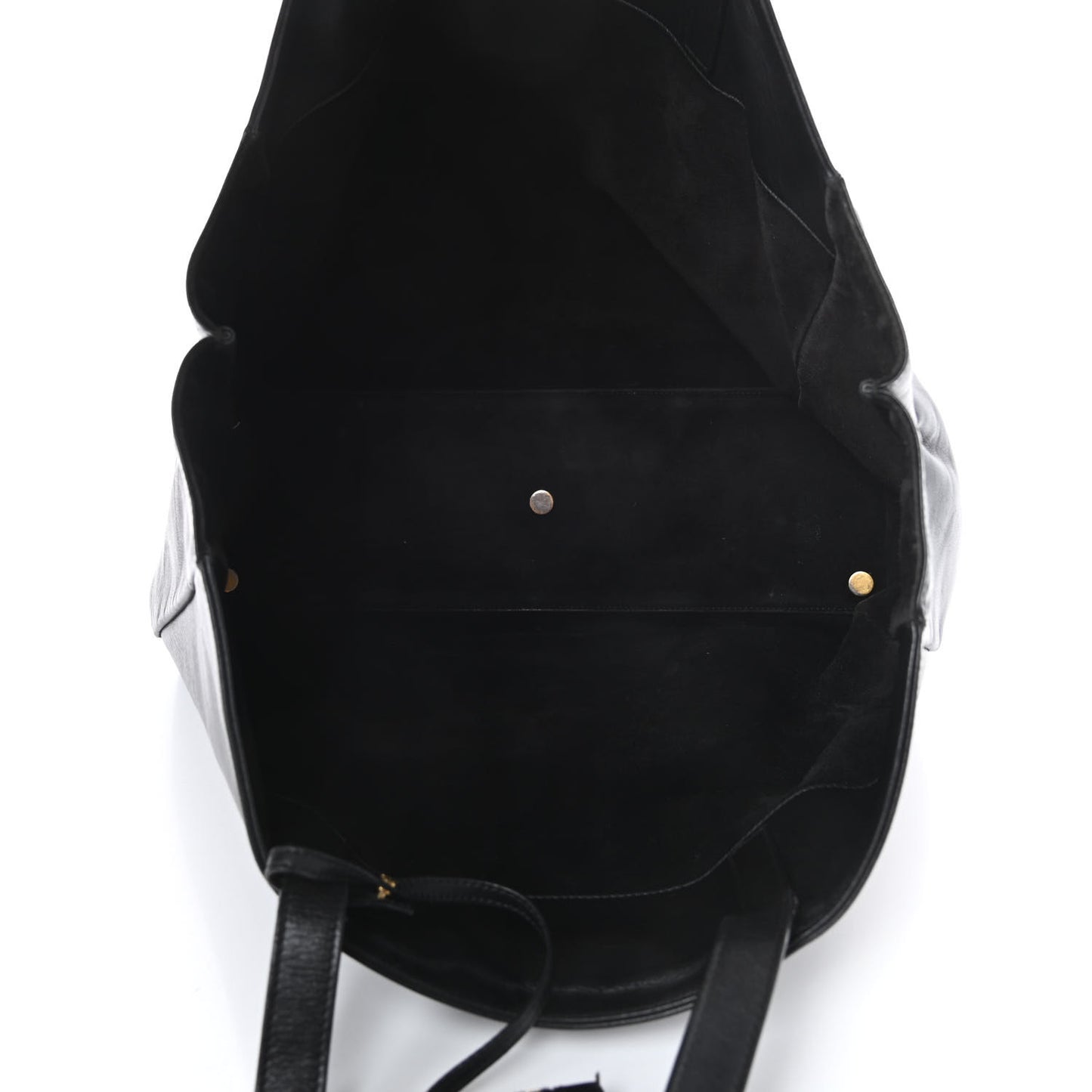 Calfskin Suede Reversible East West Shopper Tote Black