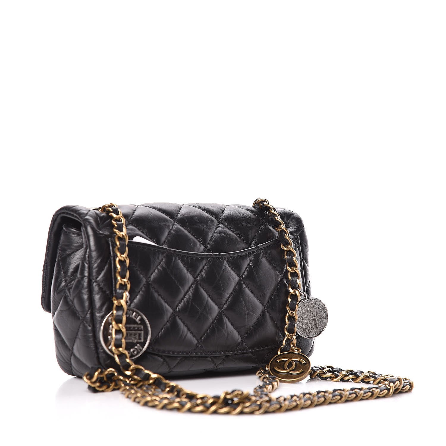 Chanel Aged Calfskin Quilted Extra Mini Medallion Flap Black 3 of 10