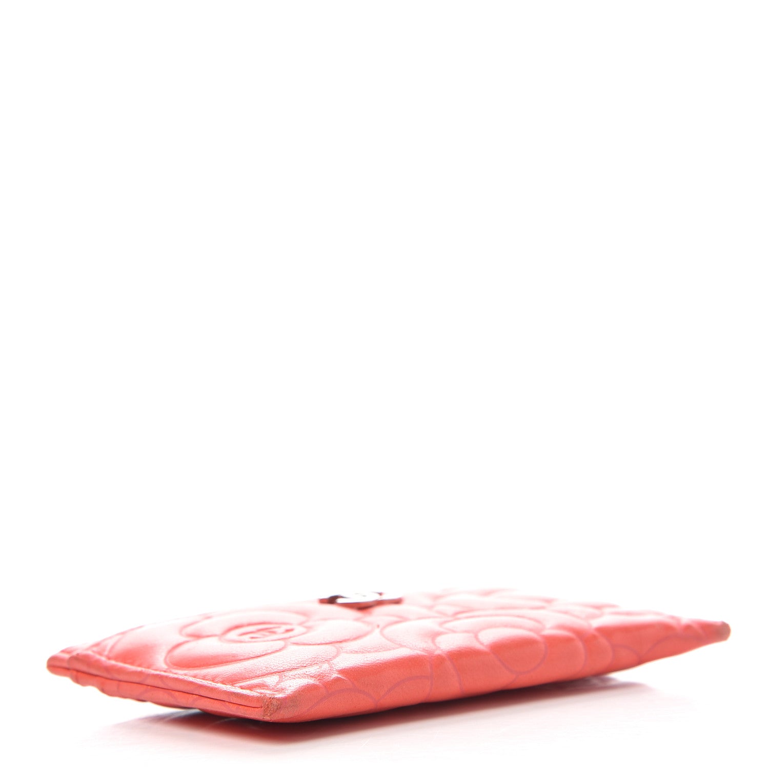 Chanel Goatskin Camellia Embossed Card Holder Coral 4 of 8