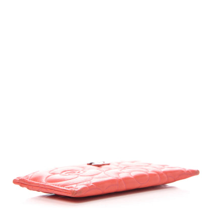 Chanel Goatskin Camellia Embossed Card Holder Coral 4 of 8