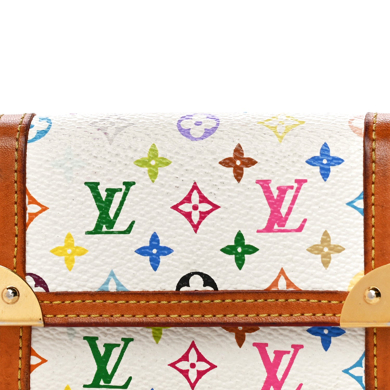 Louis Vuitton Monogram Multicolor Porte-Monnaie Plat Coin Purse White 5 of 16
