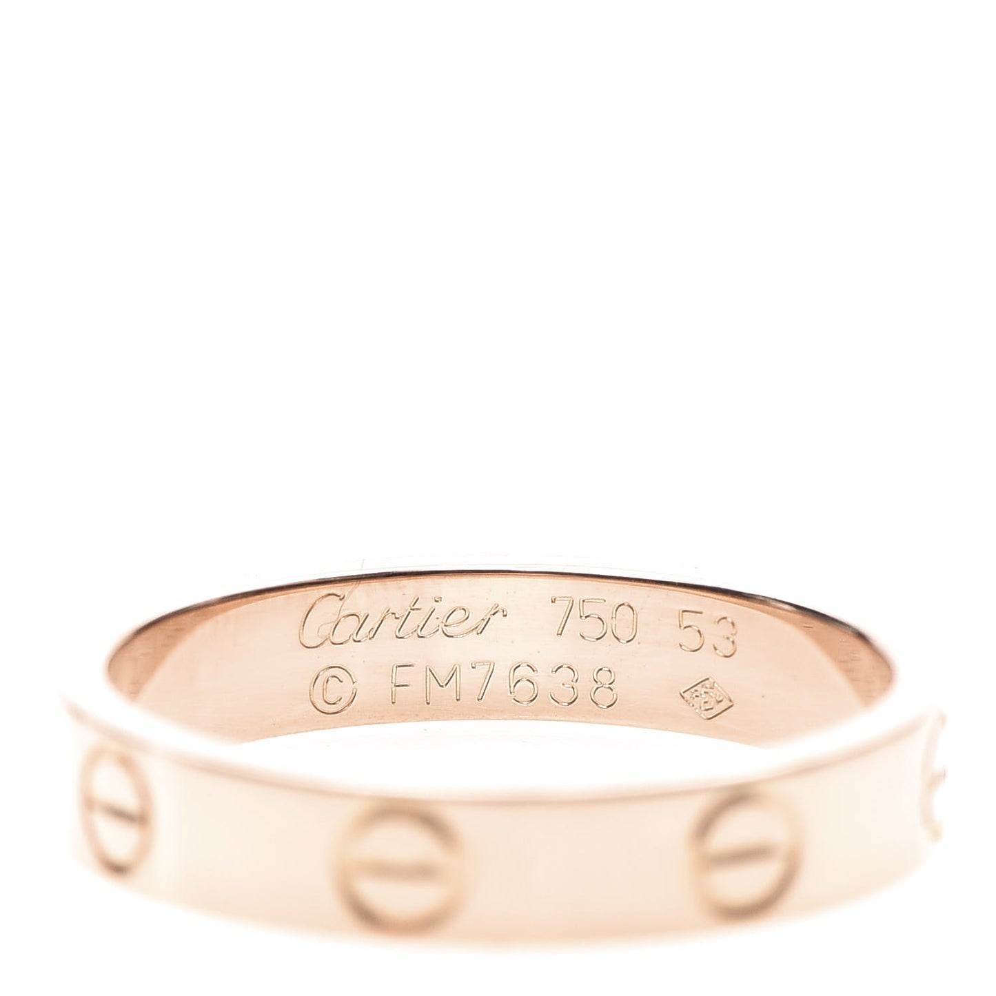 18K Pink Gold 3.5mm LOVE Wedding Band Ring 53 6.5