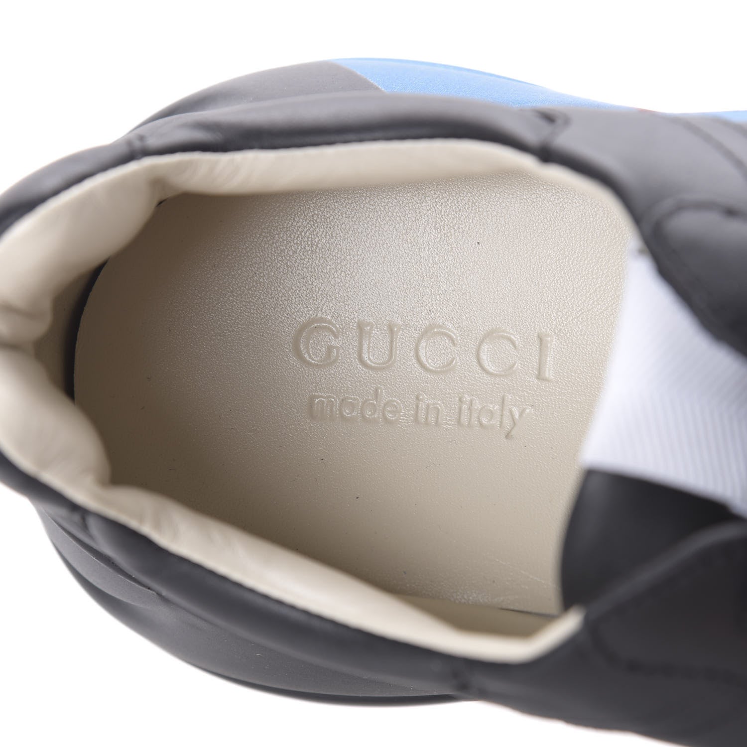 Gucci Calfskin Web Printed Mens Rhyton Sneakers 10.5 Black 7 of 9