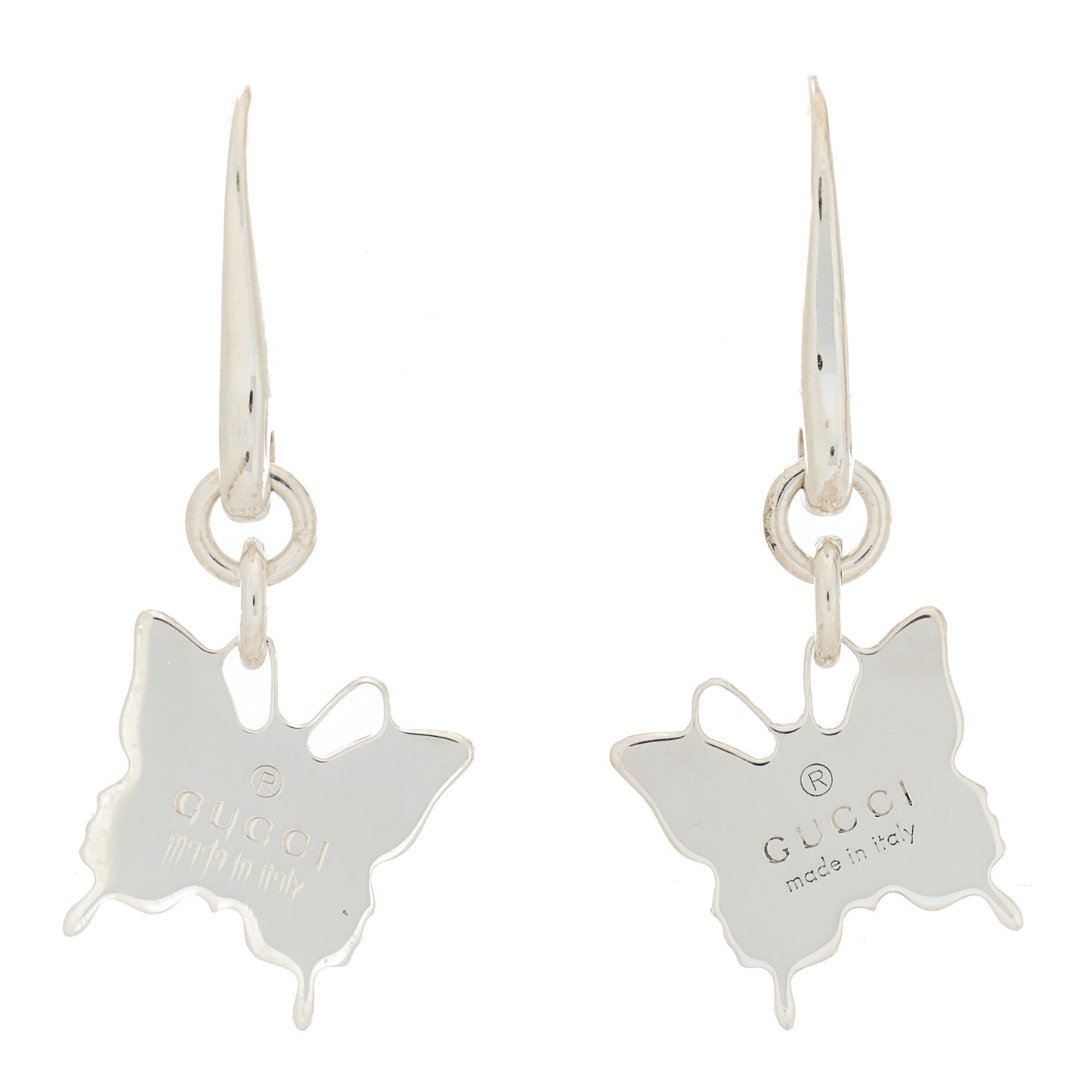 Sterling Silver Trademark Butterfly Drop Earrings