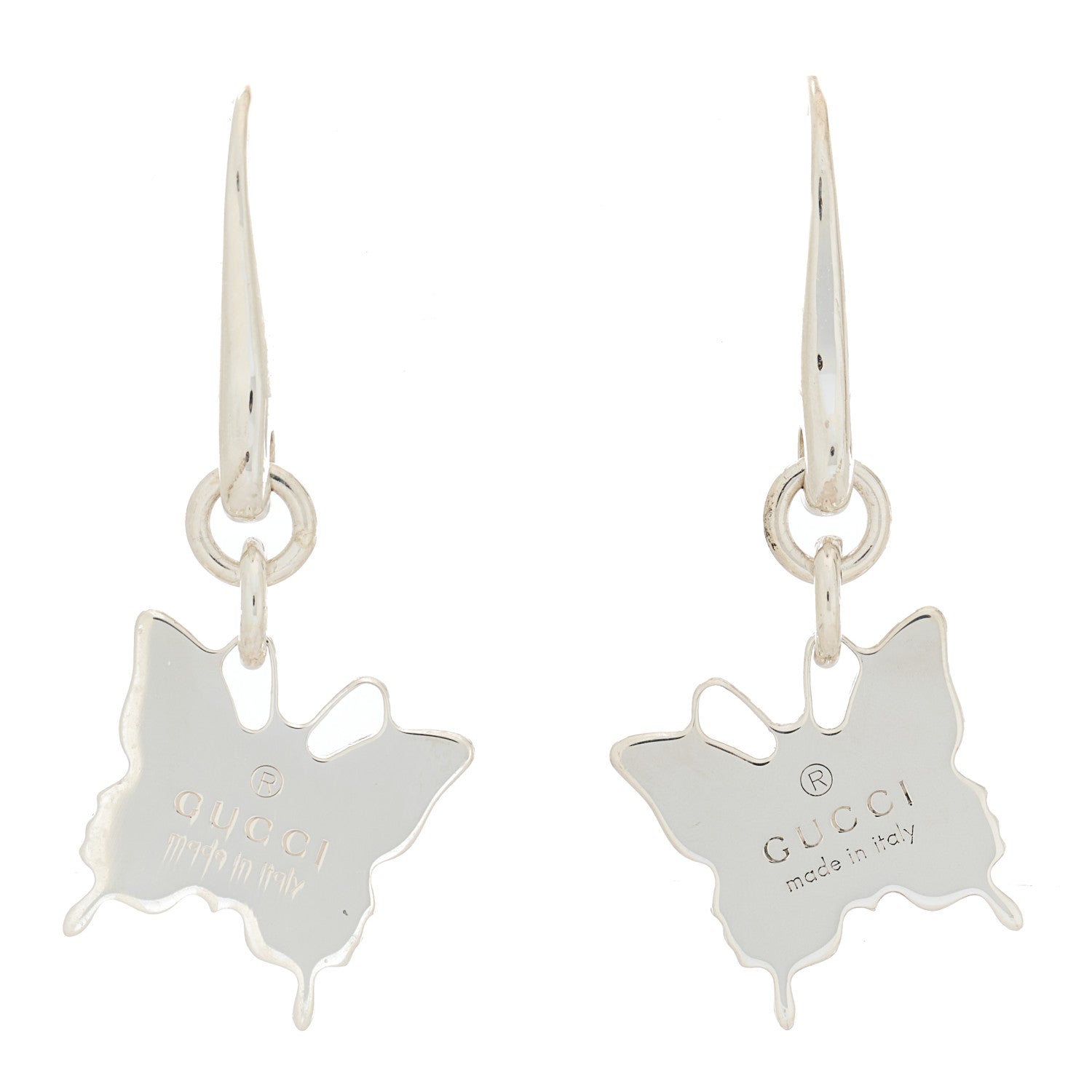 Gucci Sterling Silver Trademark Butterfly Drop Earrings 1 of 4