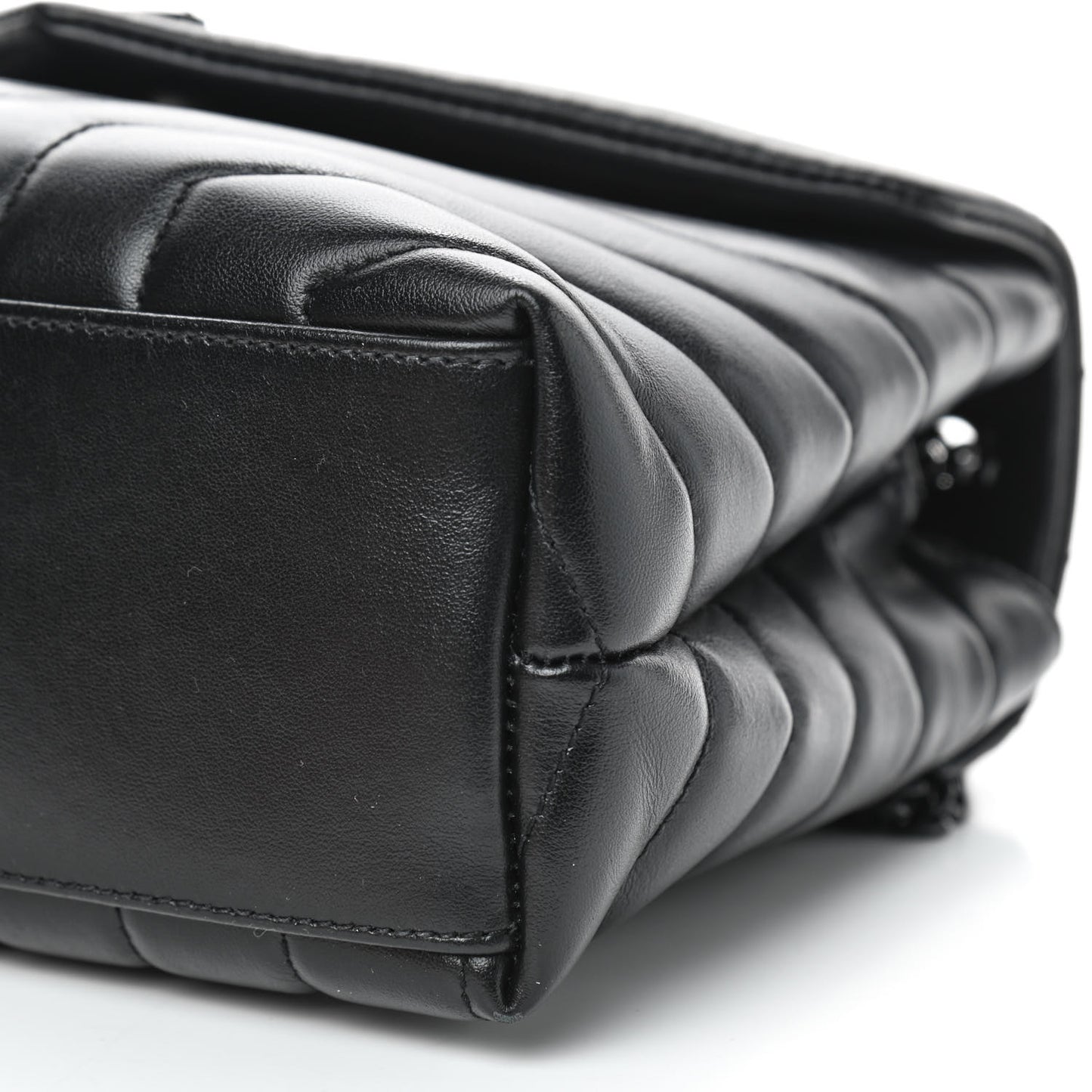 Calfskin Y Quilted Monogram Small Loulou Chain Satchel Black