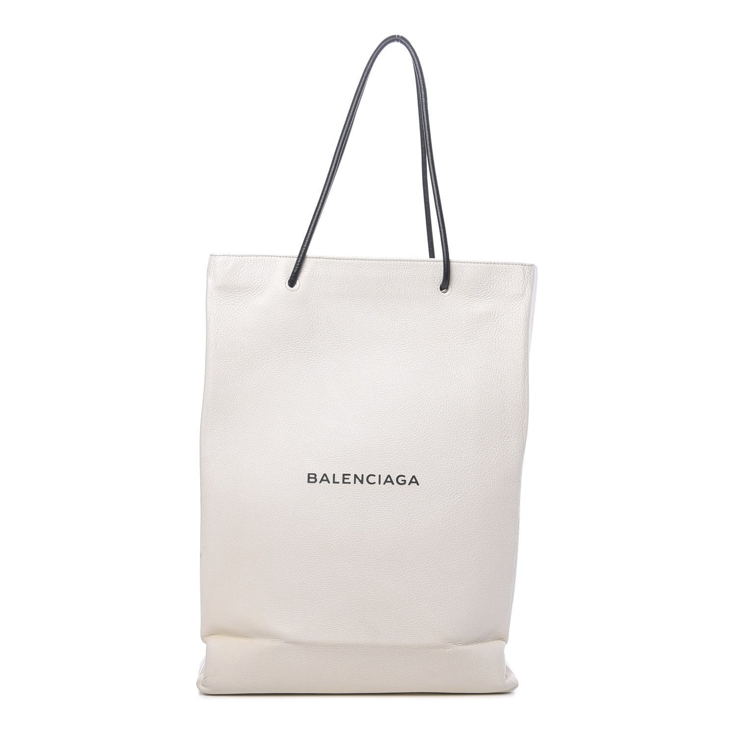 Calfskin Medium Logo North South Shopping Tote White