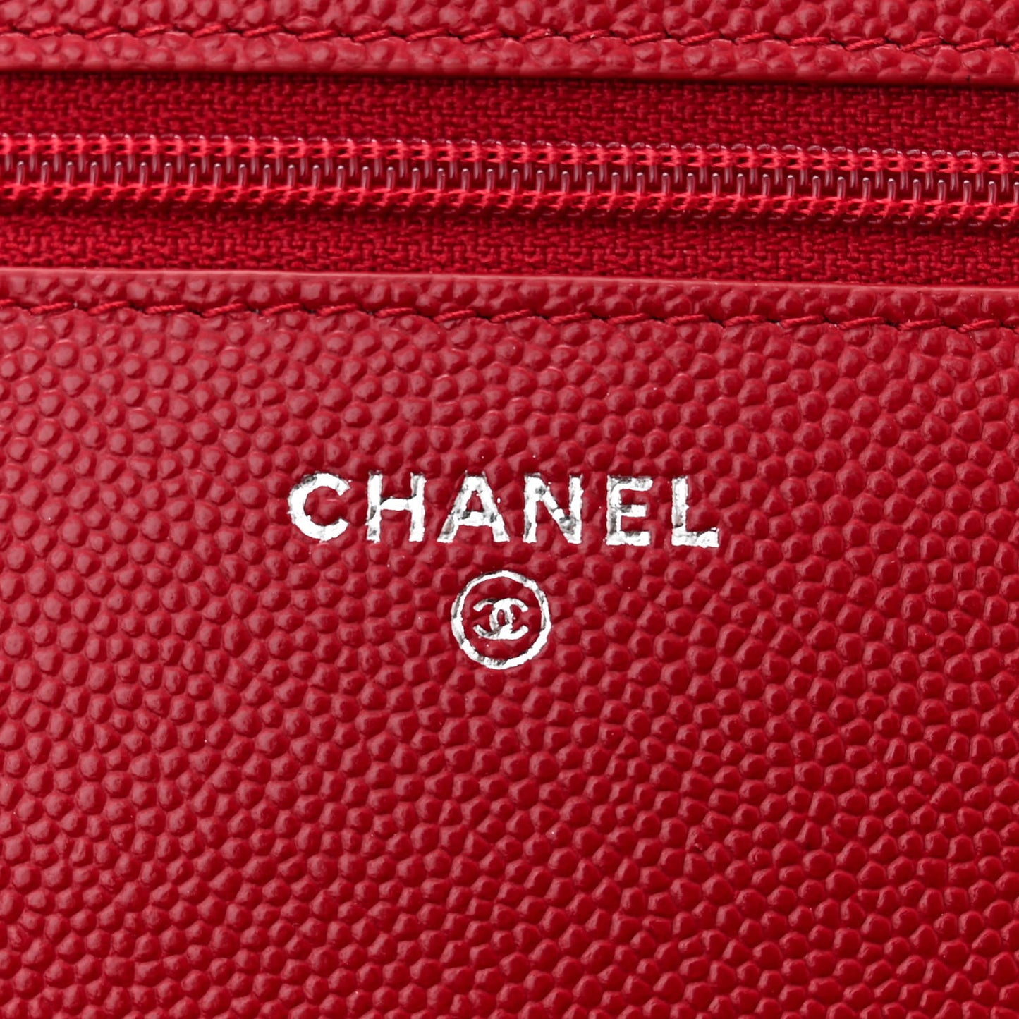 Caviar Quilted Wallet on Chain WOC Dark Red