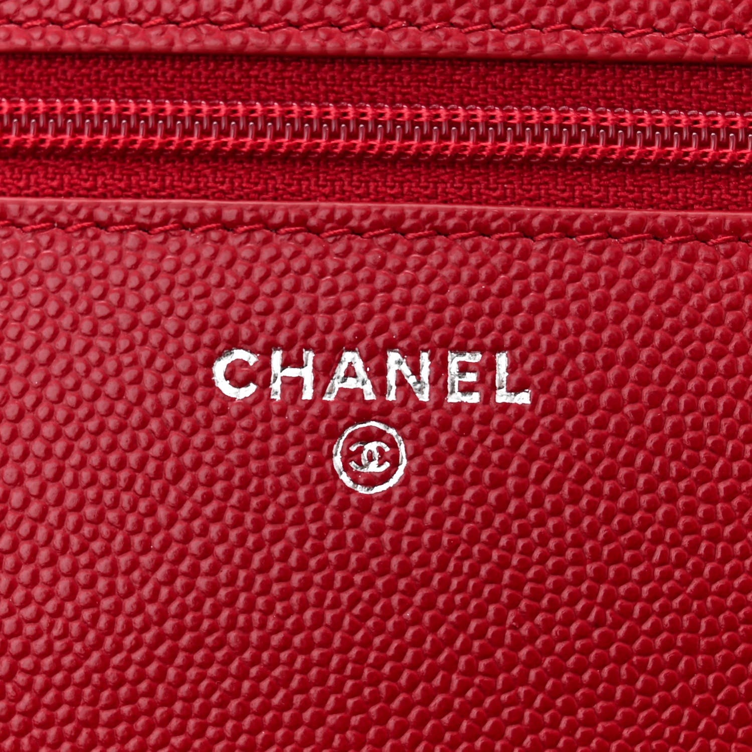 Chanel Caviar Quilted Wallet on Chain WOC Dark Red 6 of 12