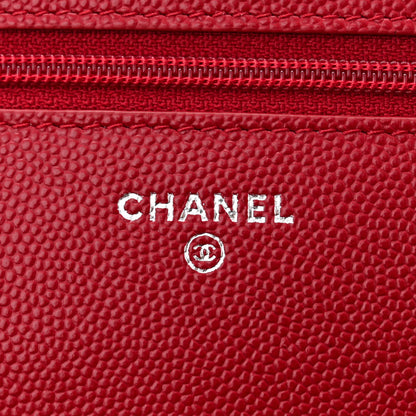 Chanel Caviar Quilted Wallet on Chain WOC Dark Red 6 of 12