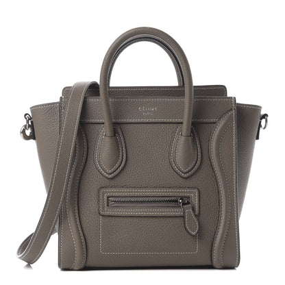Celine Drummed Calfskin Nano Luggage Souris 1 of 10