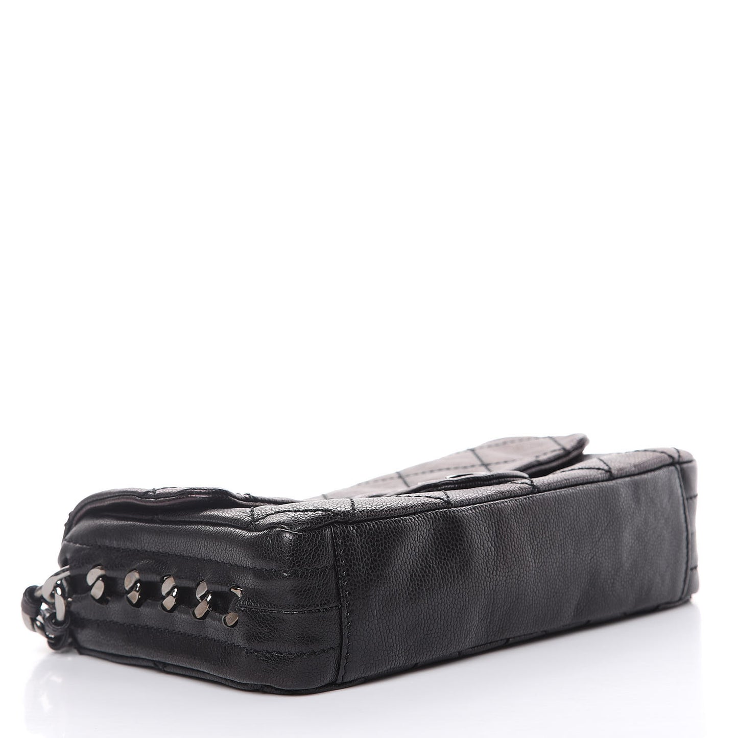 Glazed Caviar Quilted Modern Chain Flap Black