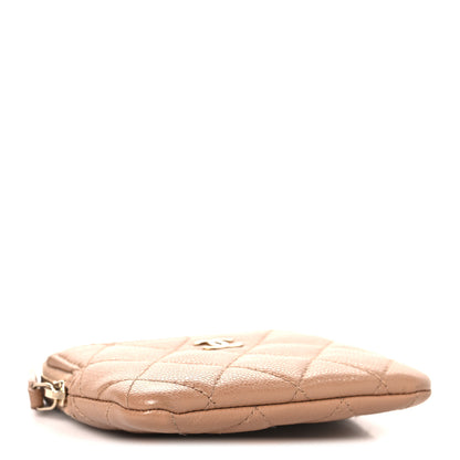 Chanel Caviar Quilted Zip Card Holder Wallet Beige 4 of 7