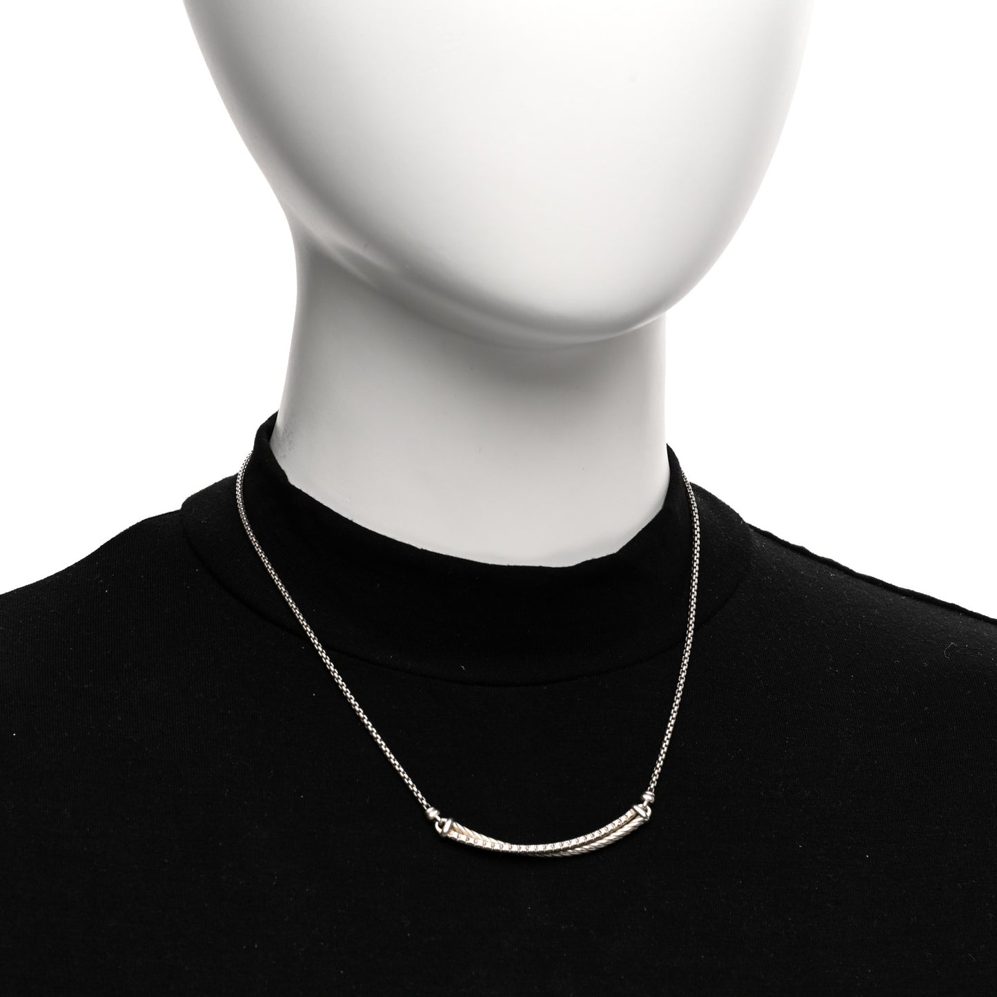 Sterling Silver Diamond Crossover Bar Necklace