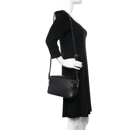 Prada Glace Calfskin Embossed Logo Crossbody Black 2 of 9
