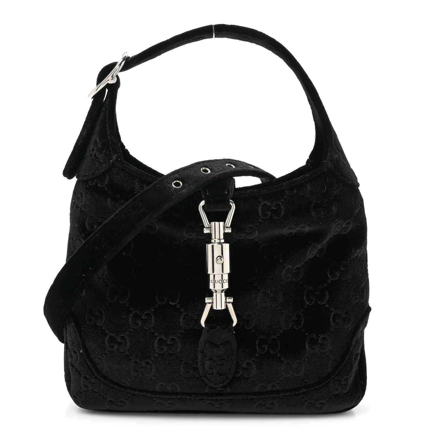 Gucci Velvet GG Monogram Small Jackie 1961 Hobo Black 1 of 10