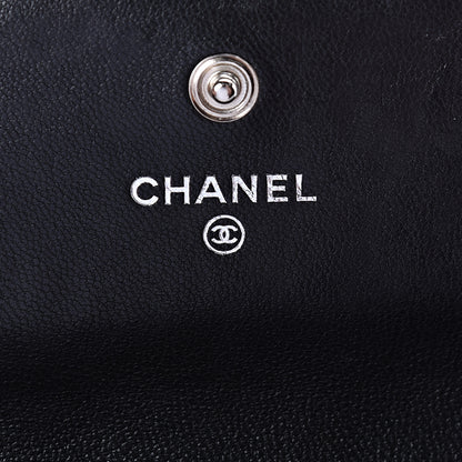 Chanel Lambskin Embossed Camellia Large Gusset Flap Wallet Black 6 of 14
