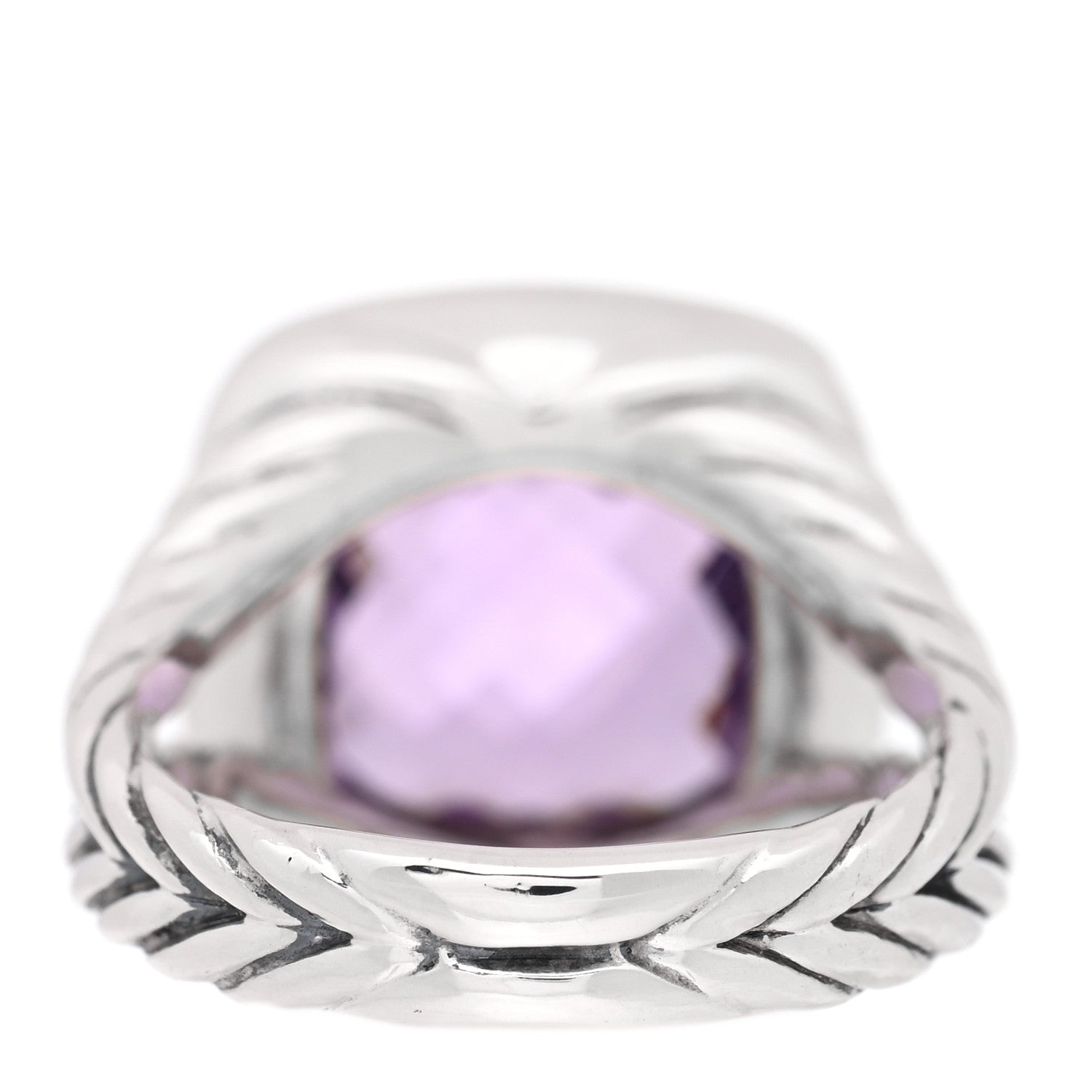 David Yurman Sterling Silver Diamond Amethyst 11mm Albion Ring 48 4.5 3 of 4