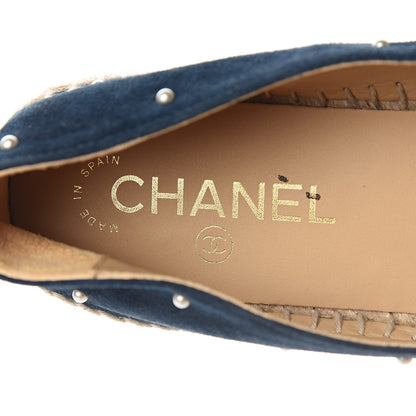 Chanel Suede Pearl CC Espadrilles 38 Teal 9 of 10