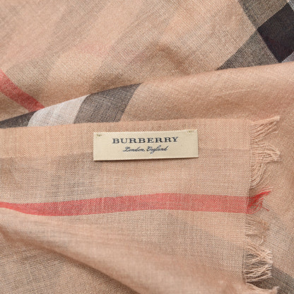 Burberry Wool Silk House Check Lightweight Scarf Camel 5 of 5