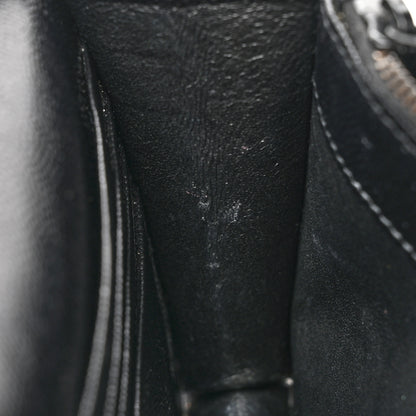 Saint Laurent Grain De Poudre Matelasse Chevron Monogram Monochrome Envelope Chain Wallet Black 13 of 20