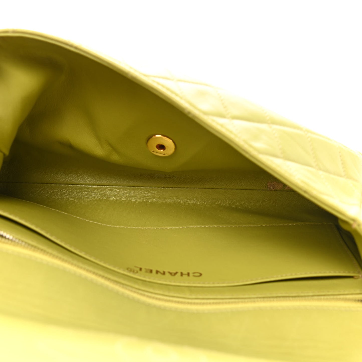 Lambskin Quilted Flap Clutch Light Green
