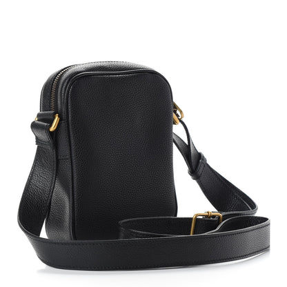 Gucci Grained Calfskin Mini Logo Messenger Bag Black 2 of 8
