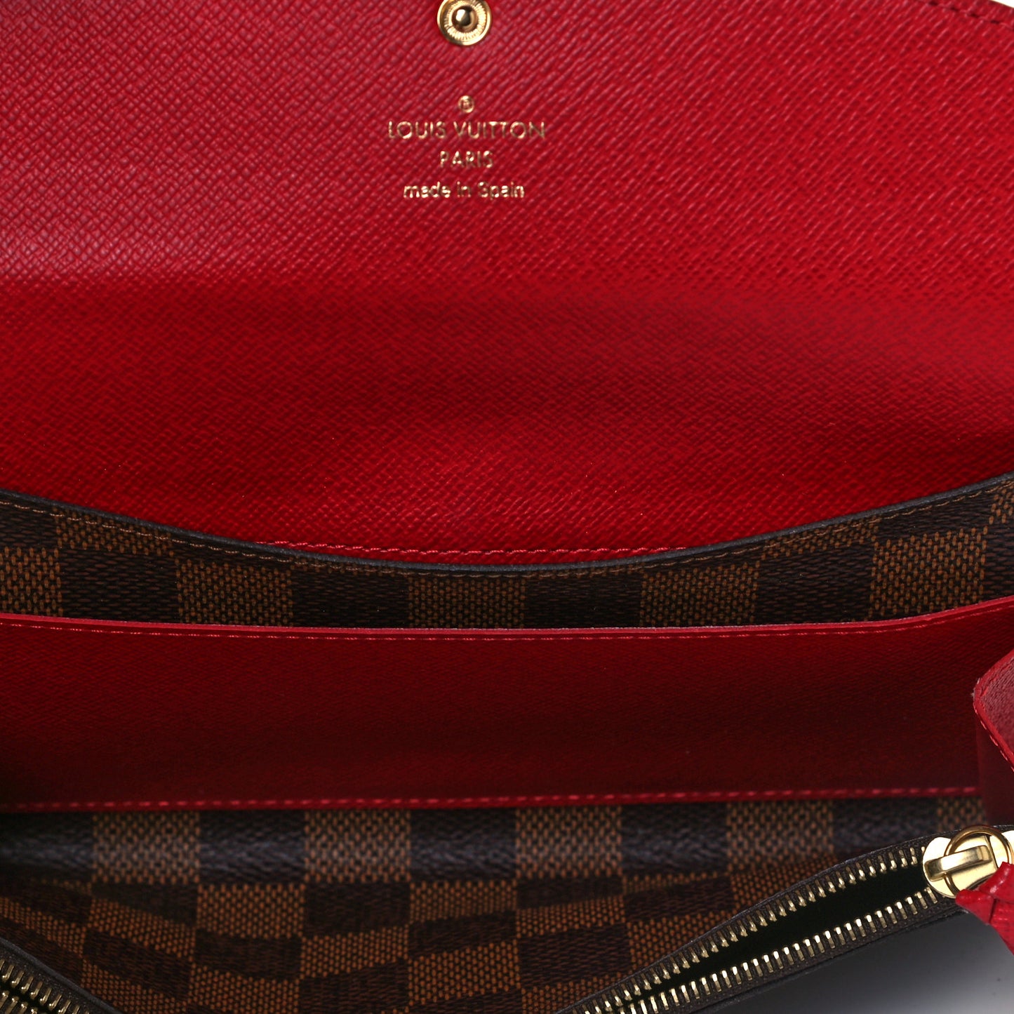 Damier Ebene Emilie Wallet Red