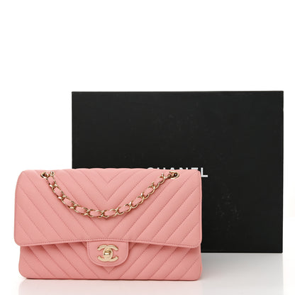 Chanel Caviar Flat Chevron Quilted Medium Double Flap Pink 11 of 11