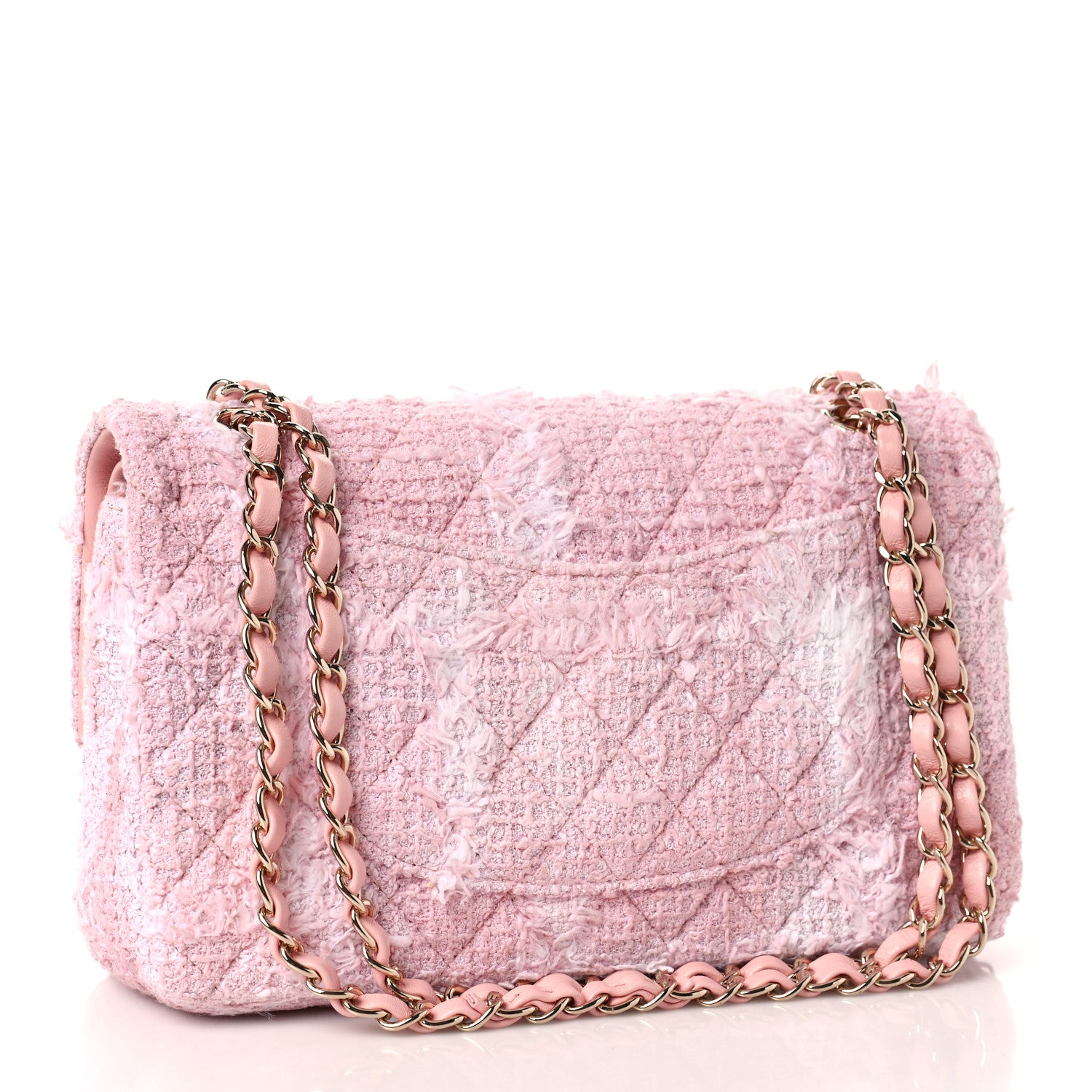 Chanel Tweed Medium Double Flap Light Pink White 3 of 10