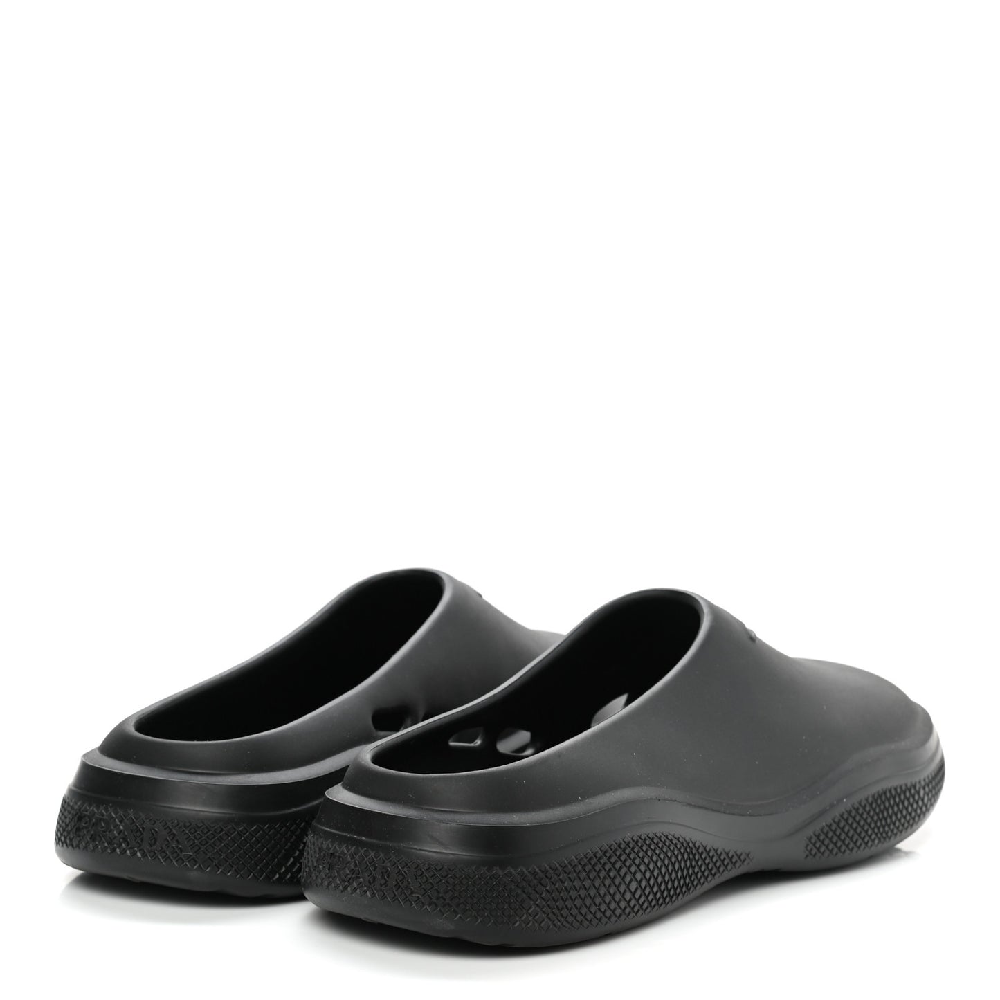 Soft Mellow Rubber Triangle Logo Embossed Mens Mules 45 Black