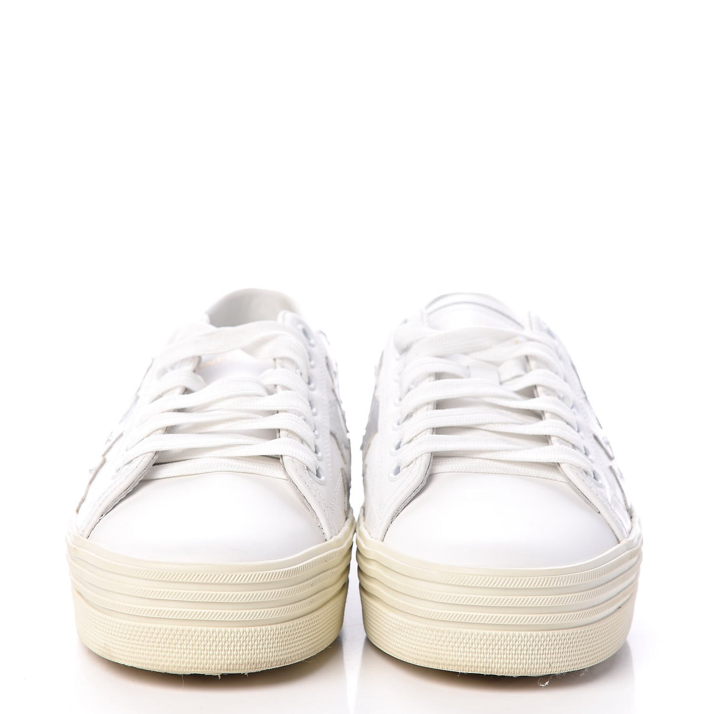 Calfskin Star Court Sneakers 37.5 White Argent