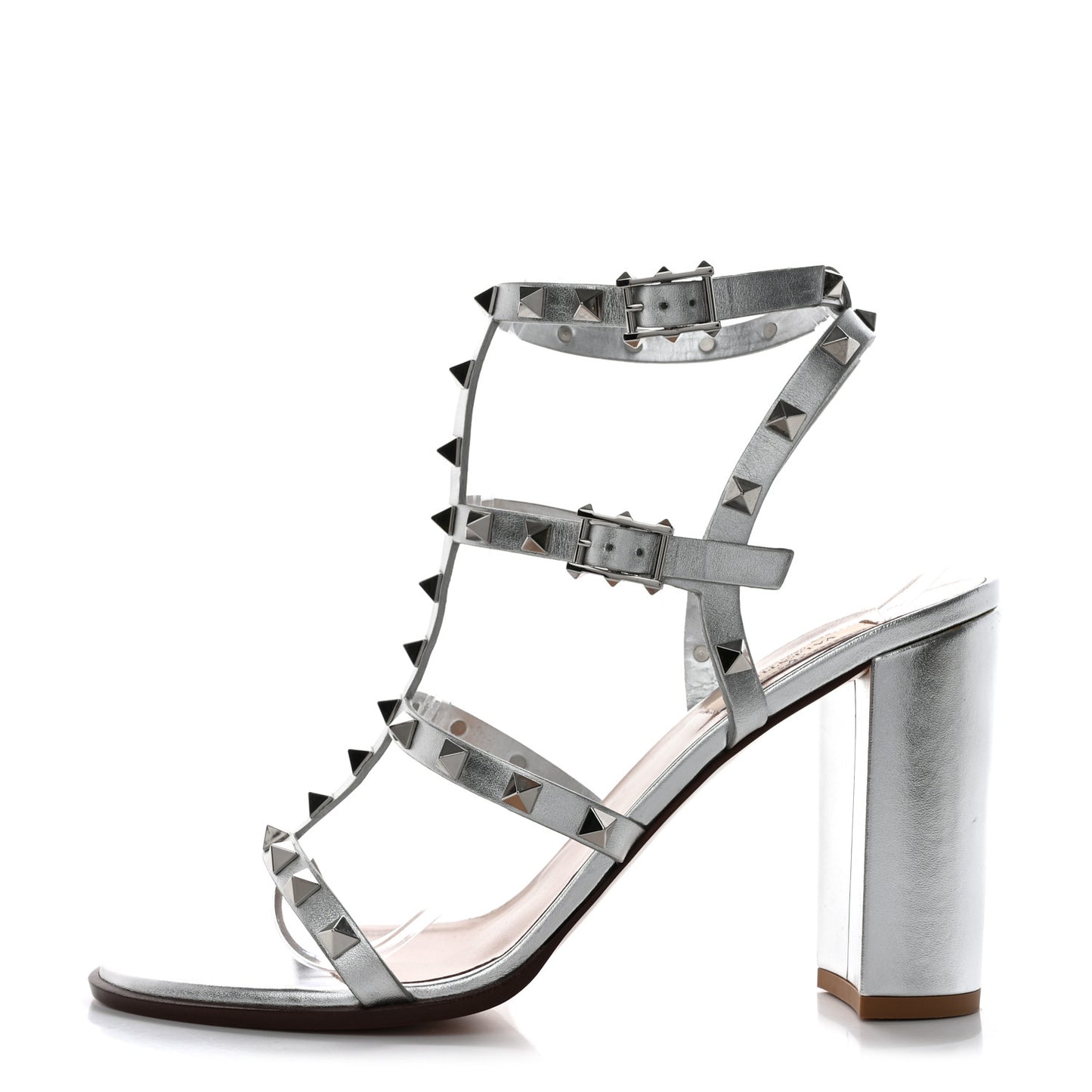 Metallic Nappa Rockstud 90mm City Sandals 41 Silver